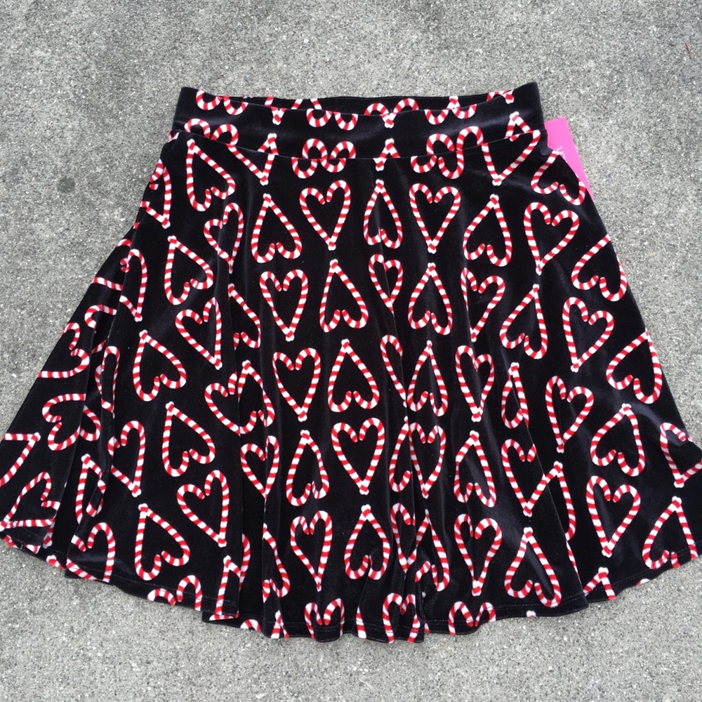 Black candy cane holiday Christmas velvet skirt